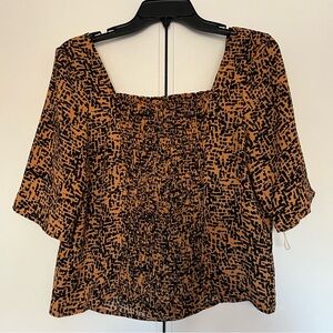 Free Press Black and Brown Abstract Blouse